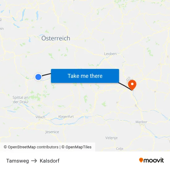 Tamsweg to Kalsdorf map