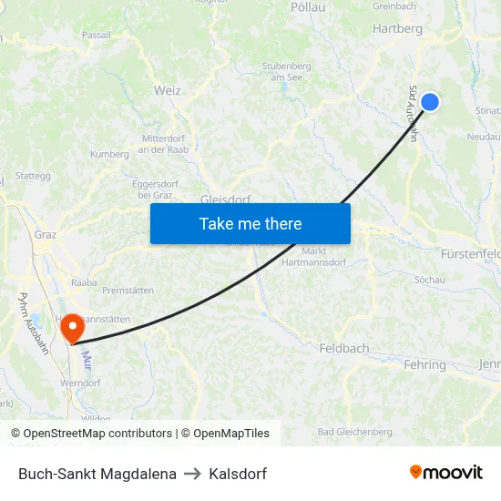 Buch-Sankt Magdalena to Kalsdorf map