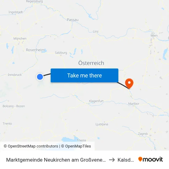 Marktgemeinde Neukirchen am Großvenediger to Kalsdorf map