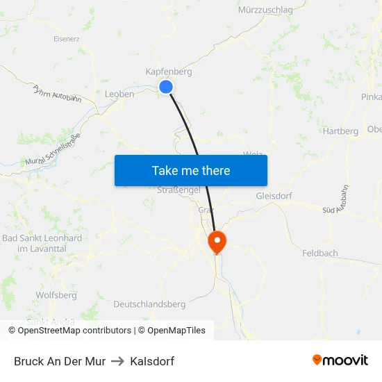 Bruck An Der Mur to Kalsdorf map