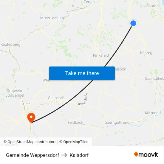 Gemeinde Weppersdorf to Kalsdorf map