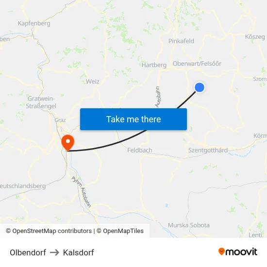 Olbendorf to Kalsdorf map