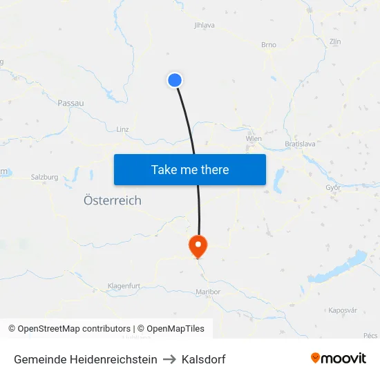 Gemeinde Heidenreichstein to Kalsdorf map