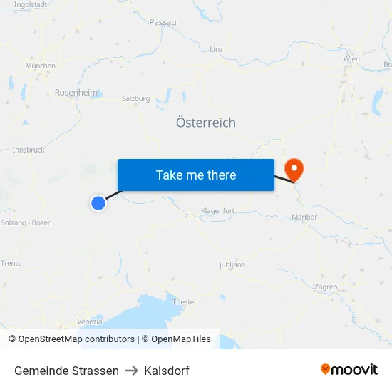 Gemeinde Strassen to Kalsdorf map