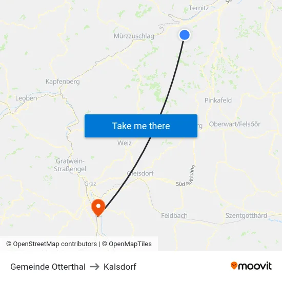 Gemeinde Otterthal to Kalsdorf map