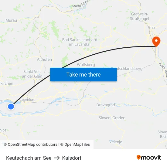 Keutschach am See to Kalsdorf map