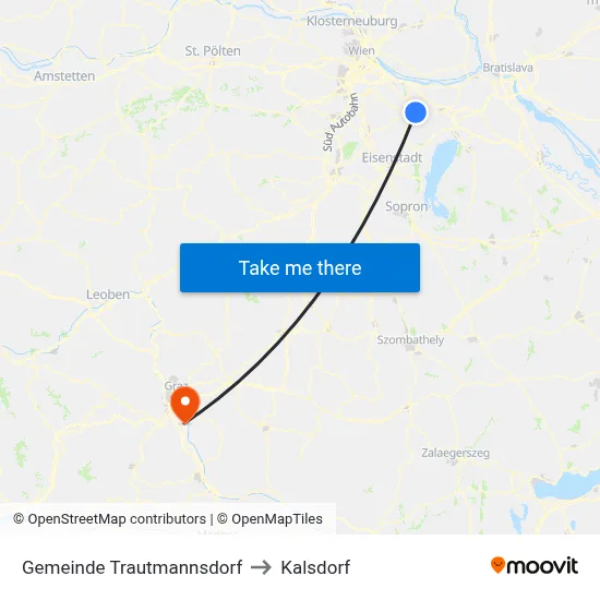 Gemeinde Trautmannsdorf to Kalsdorf map