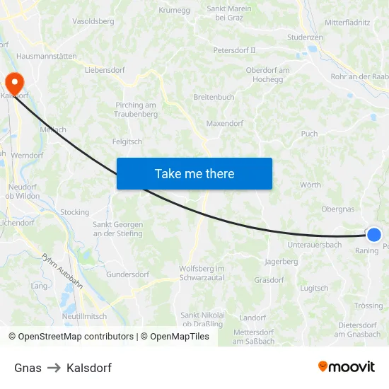 Gnas to Kalsdorf map