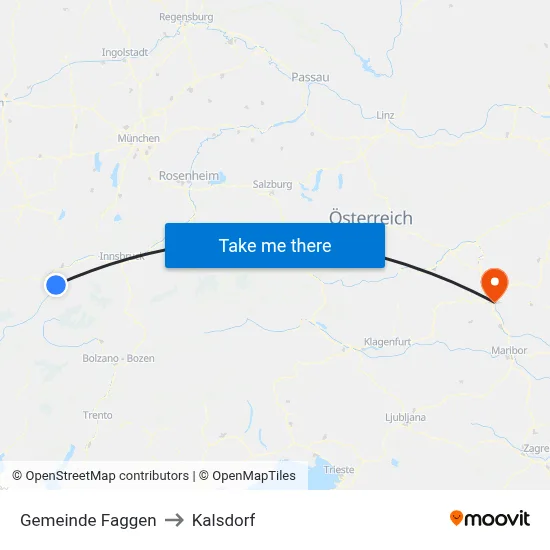 Gemeinde Faggen to Kalsdorf map