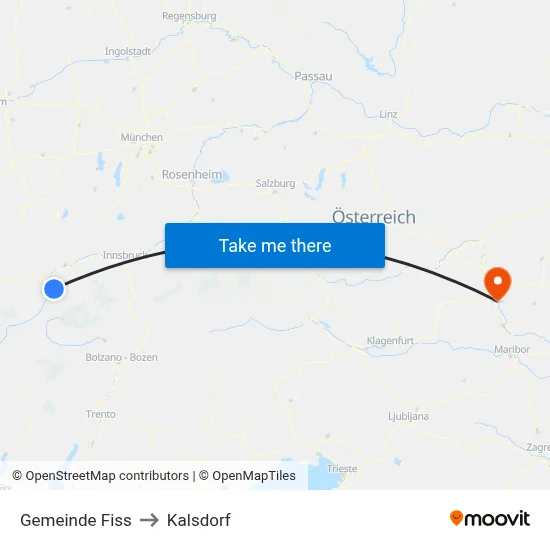 Gemeinde Fiss to Kalsdorf map