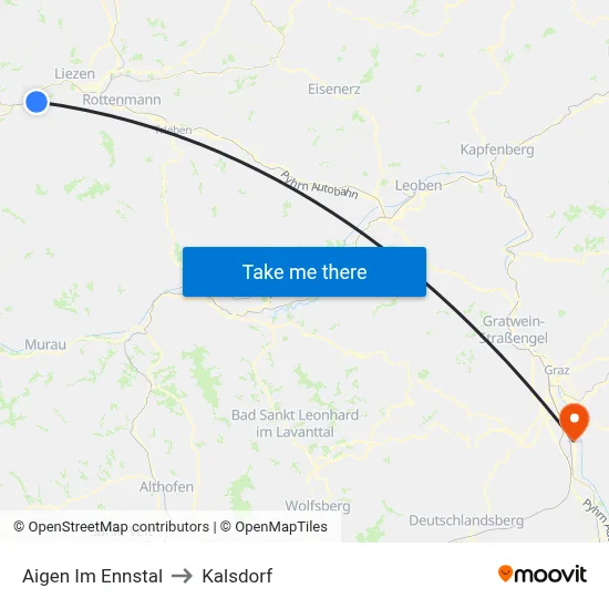 Aigen Im Ennstal to Kalsdorf map