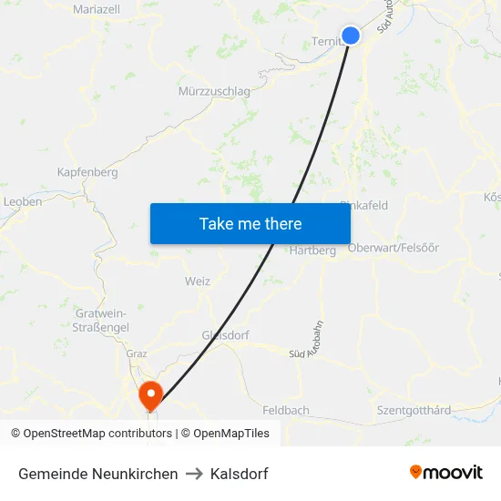 Gemeinde Neunkirchen to Kalsdorf map