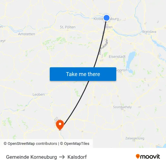 Gemeinde Korneuburg to Kalsdorf map