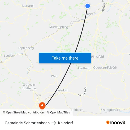 Gemeinde Schrattenbach to Kalsdorf map