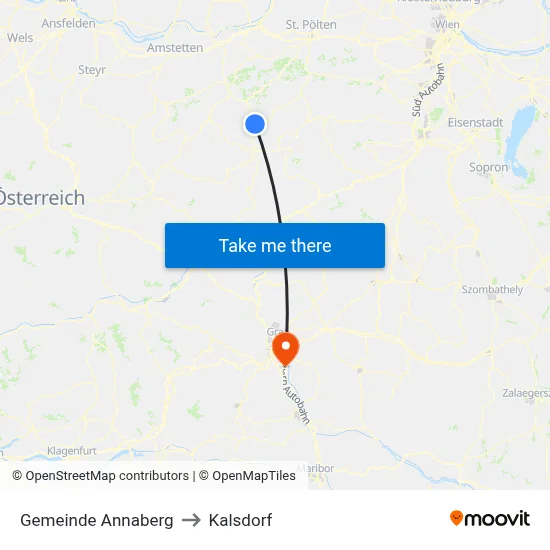 Gemeinde Annaberg to Kalsdorf map