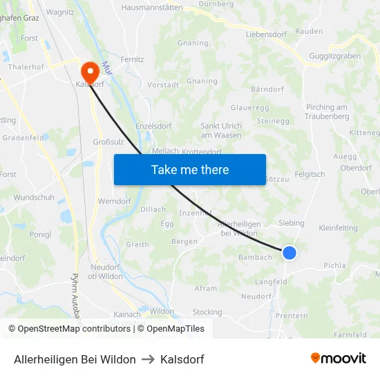 Allerheiligen Bei Wildon to Kalsdorf map