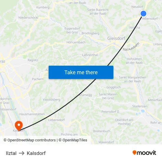 Ilztal to Kalsdorf map