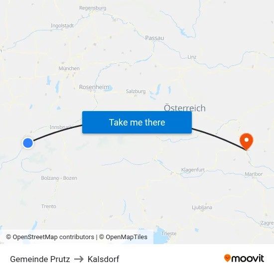 Gemeinde Prutz to Kalsdorf map