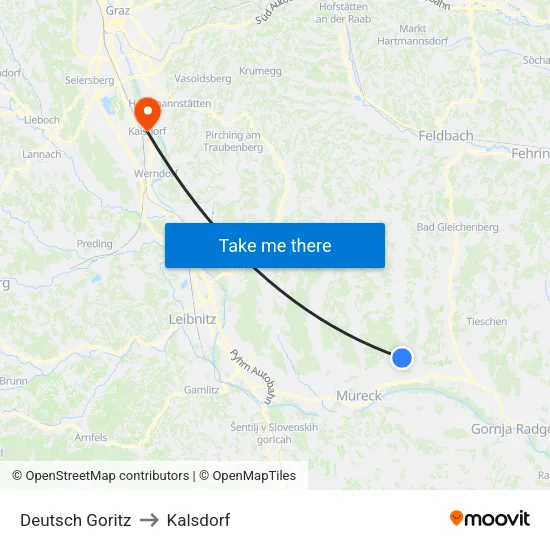 Deutsch Goritz to Kalsdorf map