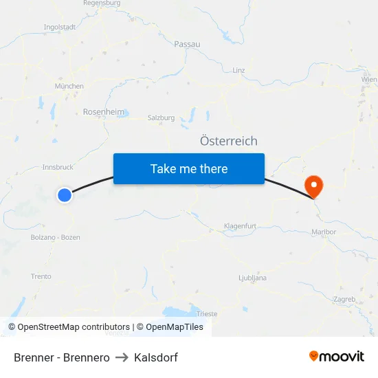 Brenner - Brennero to Kalsdorf map