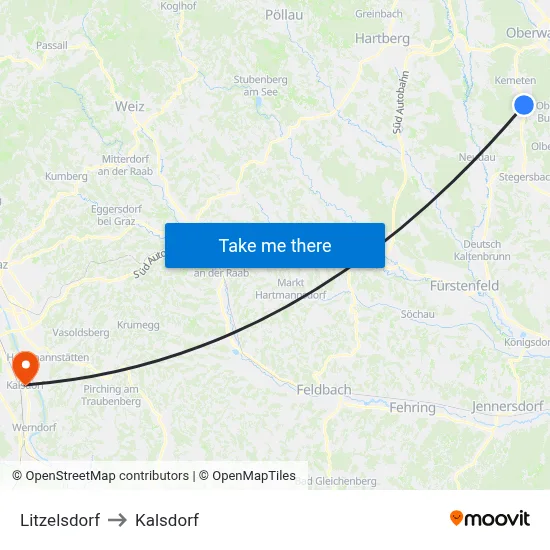 Litzelsdorf to Kalsdorf map