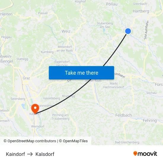 Kaindorf to Kalsdorf map