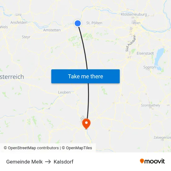 Gemeinde Melk to Kalsdorf map