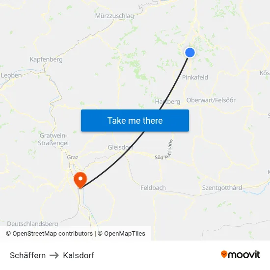 Schäffern to Kalsdorf map