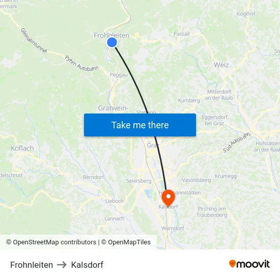 Frohnleiten to Kalsdorf map