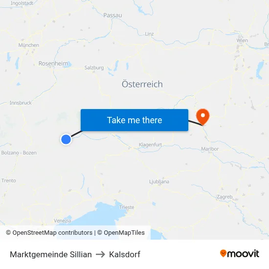 Marktgemeinde Sillian to Kalsdorf map