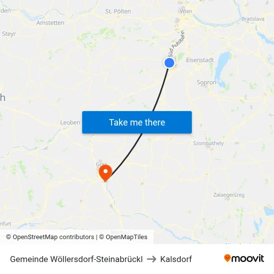 Gemeinde Wöllersdorf-Steinabrückl to Kalsdorf map