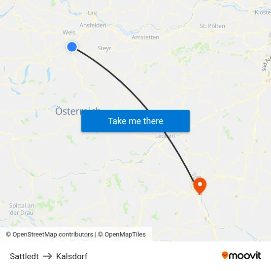Sattledt to Kalsdorf map
