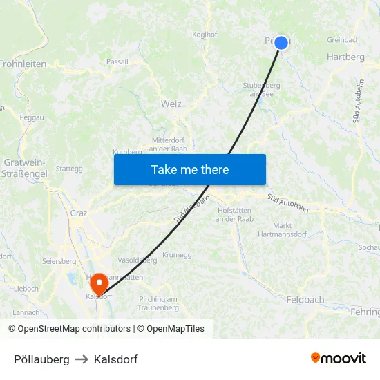 Pöllauberg to Kalsdorf map