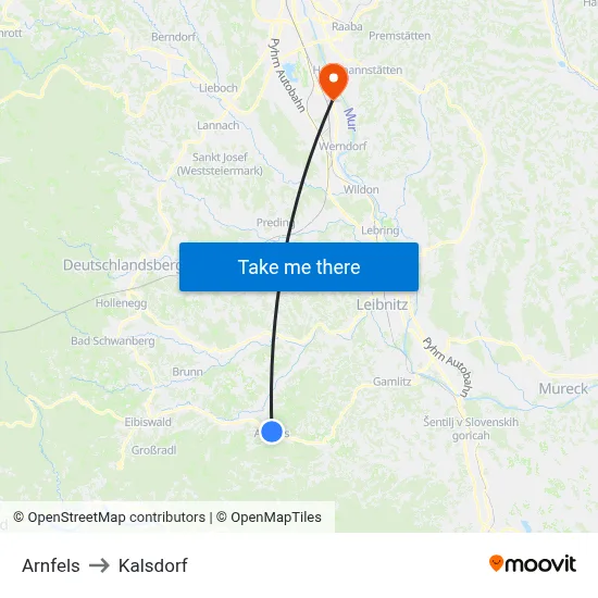 Arnfels to Kalsdorf map