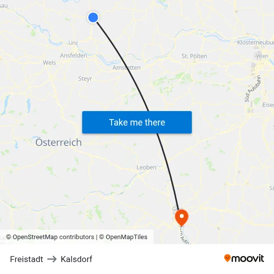 Freistadt to Kalsdorf map