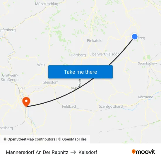 Mannersdorf An Der Rabnitz to Kalsdorf map