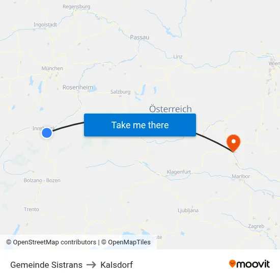 Gemeinde Sistrans to Kalsdorf map