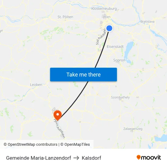 Gemeinde Maria-Lanzendorf to Kalsdorf map