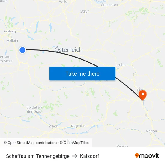 Scheffau am Tennengebirge to Kalsdorf map