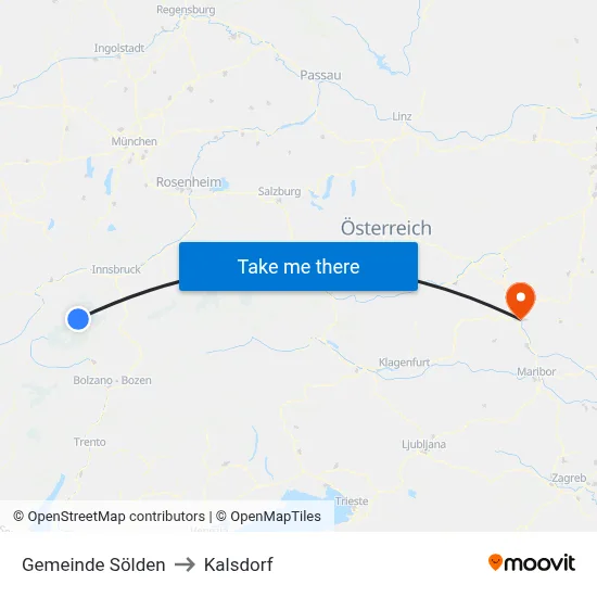 Gemeinde Sölden to Kalsdorf map