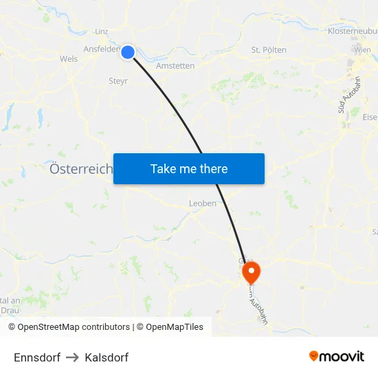 Ennsdorf to Kalsdorf map