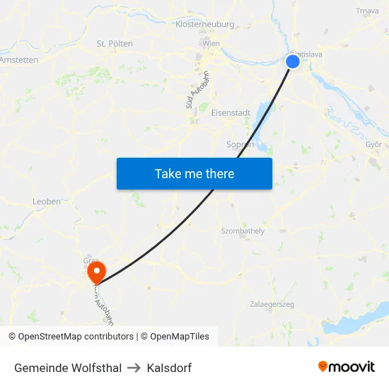 Gemeinde Wolfsthal to Kalsdorf map