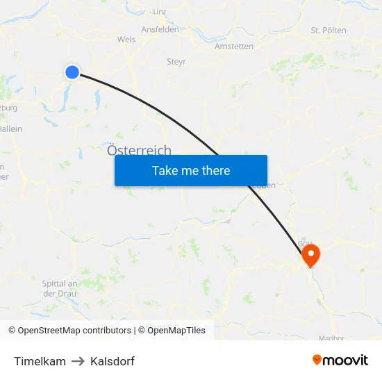 Timelkam to Kalsdorf map