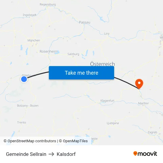 Gemeinde Sellrain to Kalsdorf map