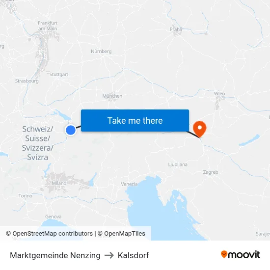 Marktgemeinde Nenzing to Kalsdorf map