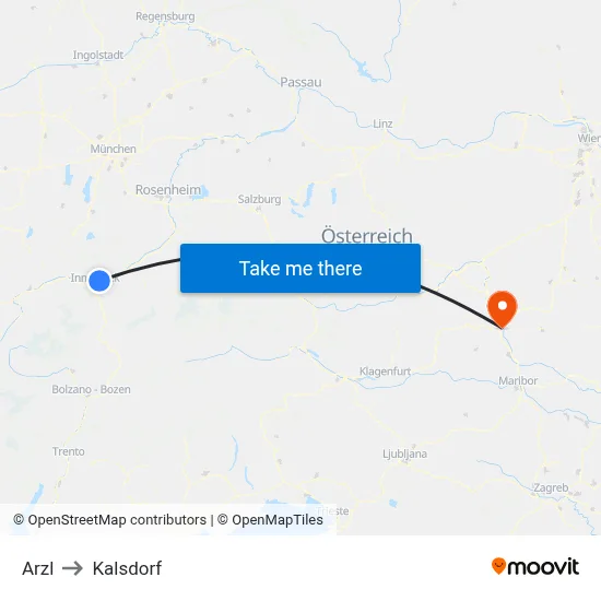 Arzl to Kalsdorf map