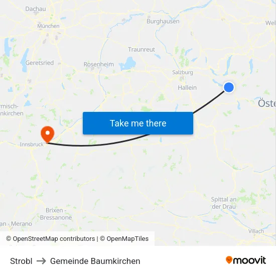 Strobl to Gemeinde Baumkirchen map