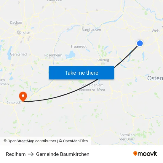 Redlham to Gemeinde Baumkirchen map