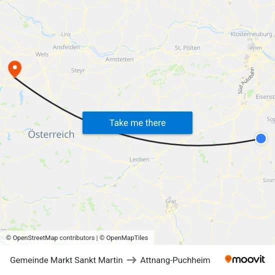 Gemeinde Markt Sankt Martin to Attnang-Puchheim map