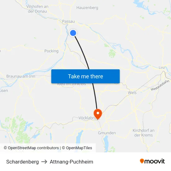 Schardenberg to Attnang-Puchheim map